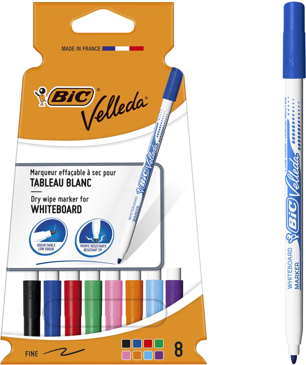 BIC Velleda - Whiteboard Stiften - Uitwisbaar - Stift - 8 Stuks - afbeelding 1
