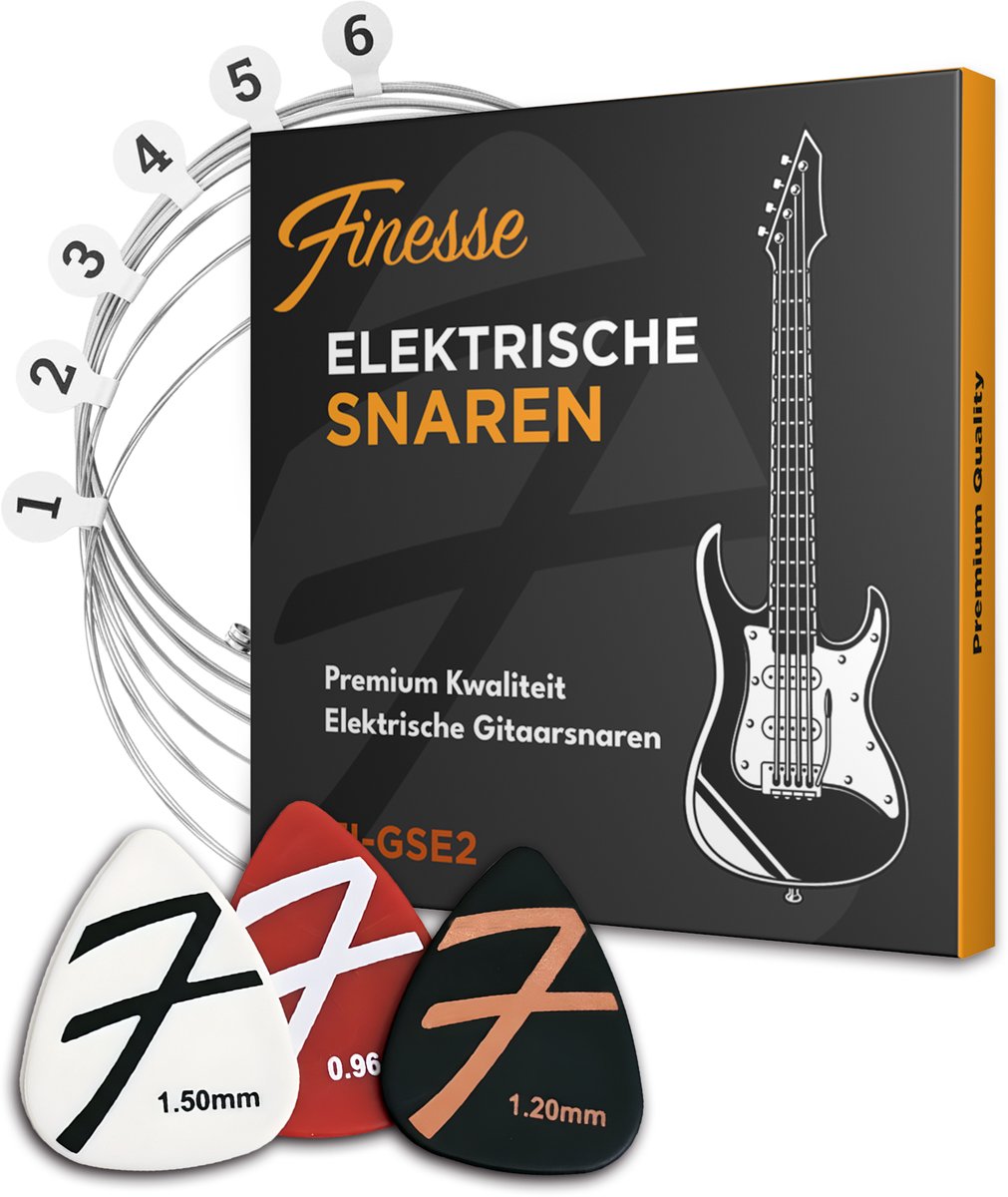 Finesse Gitaarsnaren Elektrische Gitaar - met Plectrums - .009 tot 0.42 - Gitaar Snaren - afbeelding 1