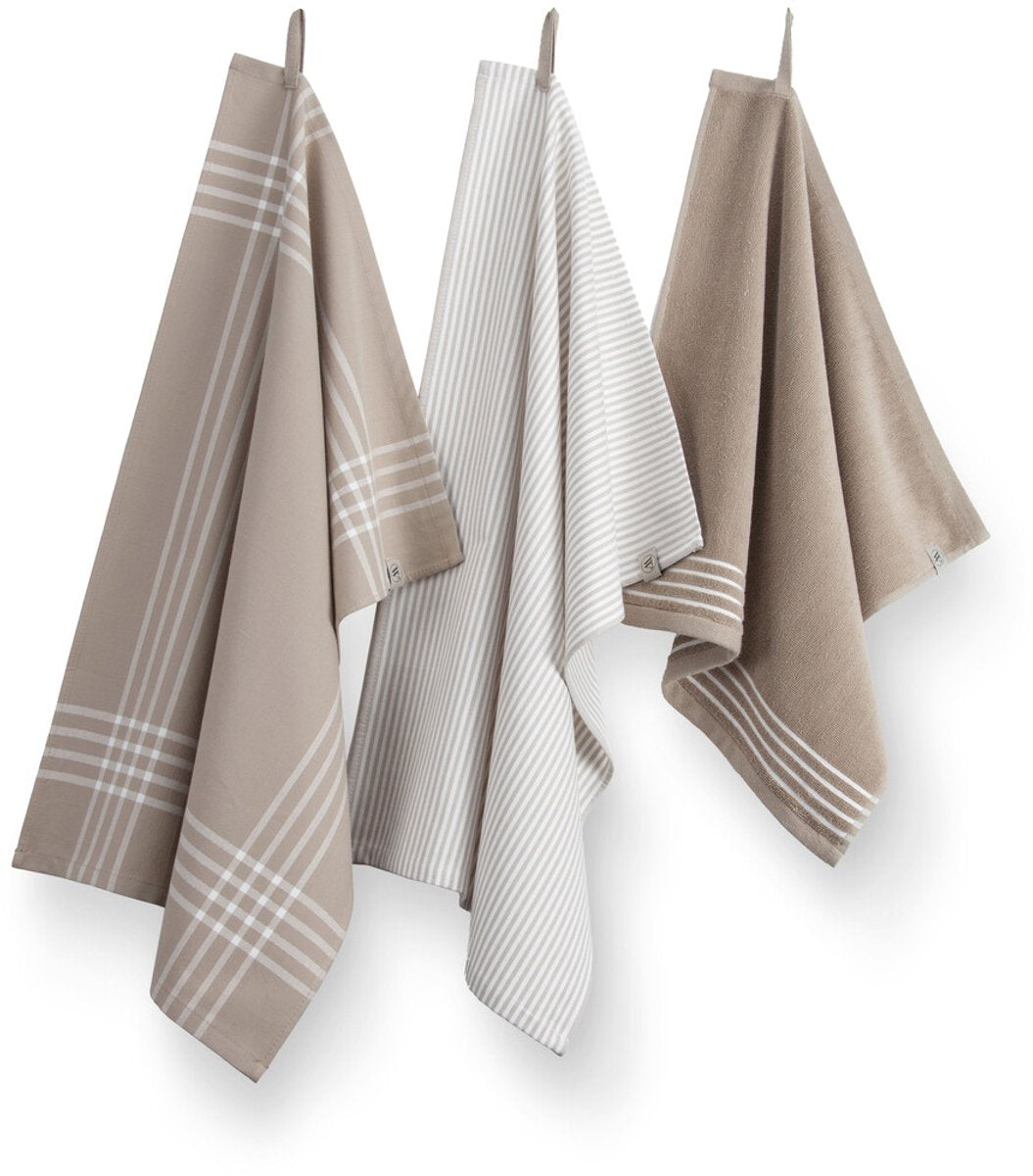 Walra Keukenset Superior Kitchen Set - 2x 50x70 + 1x 50x50 - Taupe / Wit - afbeelding 1