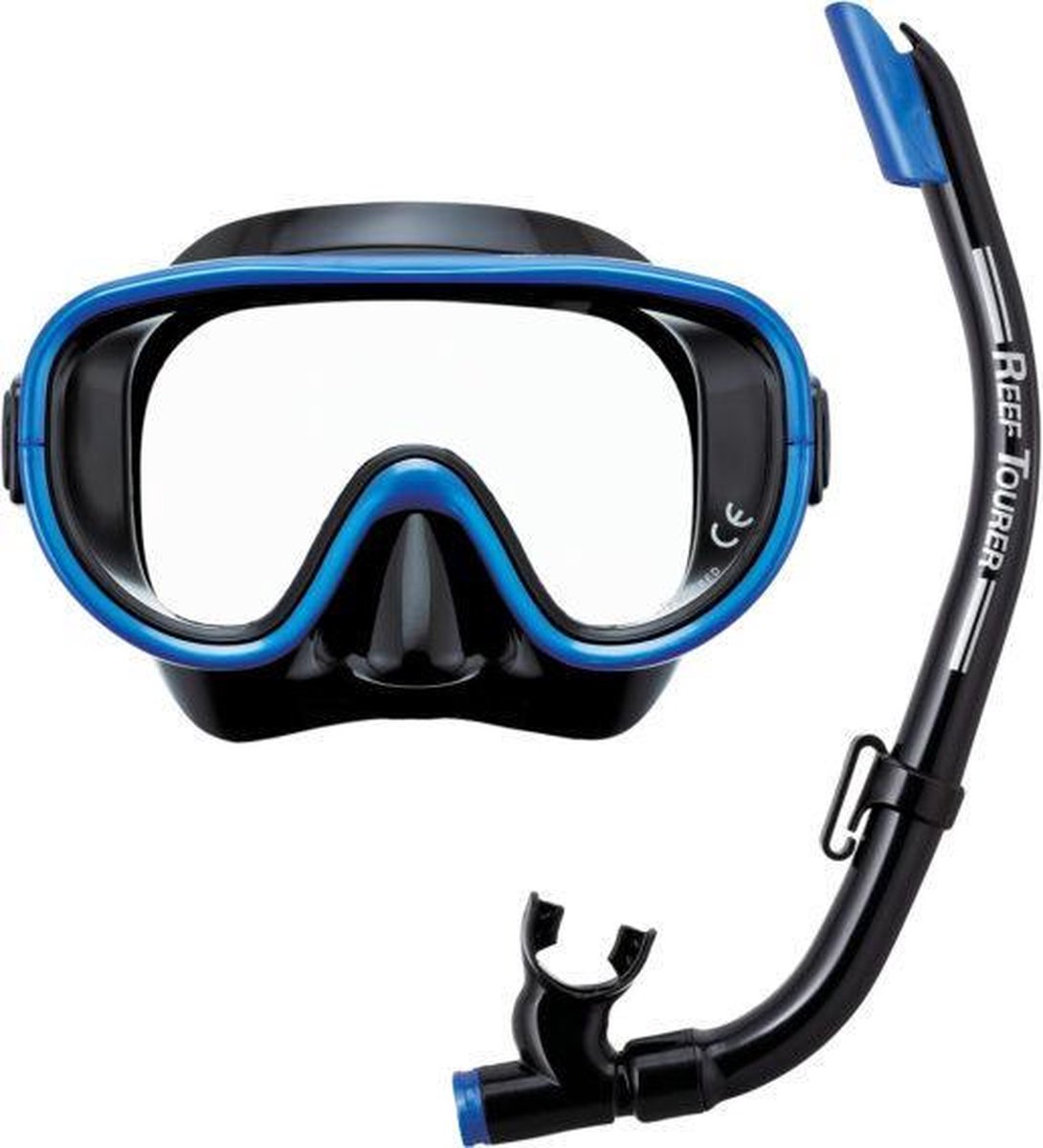 ReefTourer Snorkelset – Premium duikbril met snorkel, hypoallergene siliconen snorkelmasker één venster – Zwart/Blauw – RC-0105-BK/MB - afbeelding 5