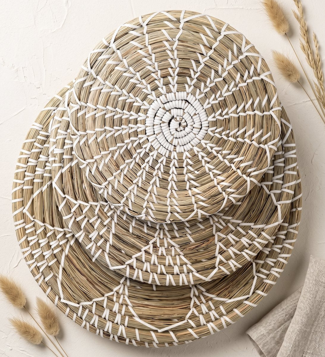 StudioBoho - Set van 3 Gevlochten Zeegras Wandschalen (Ø35, 30, 25cm) - afbeelding 4