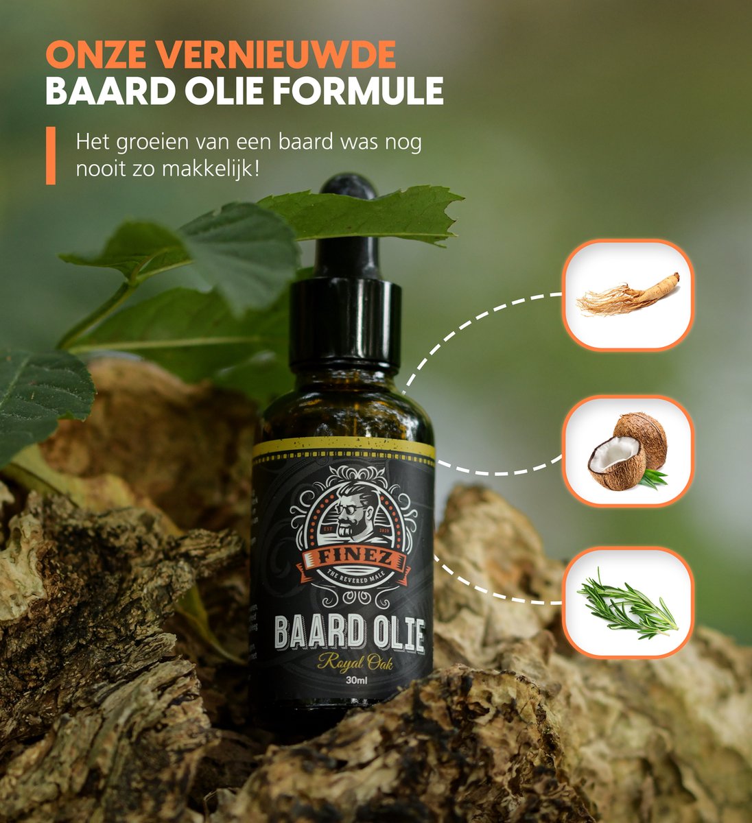 Finez Baardverzorgingsset - Baardolie & Roller - afbeelding 2