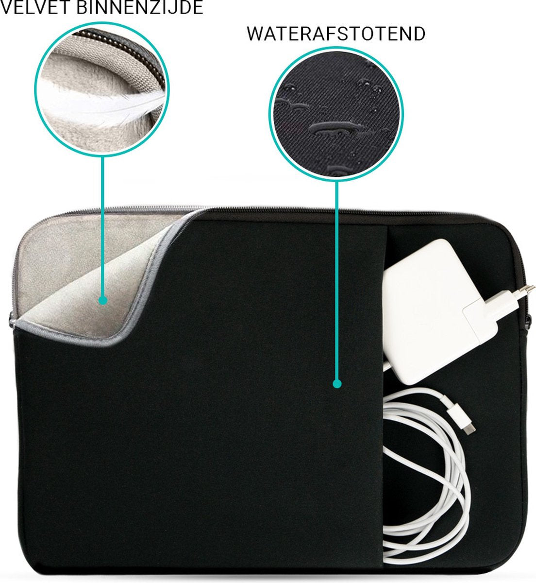 Coverzs Laptophoes - 15.6 inch - Zwart - afbeelding 4