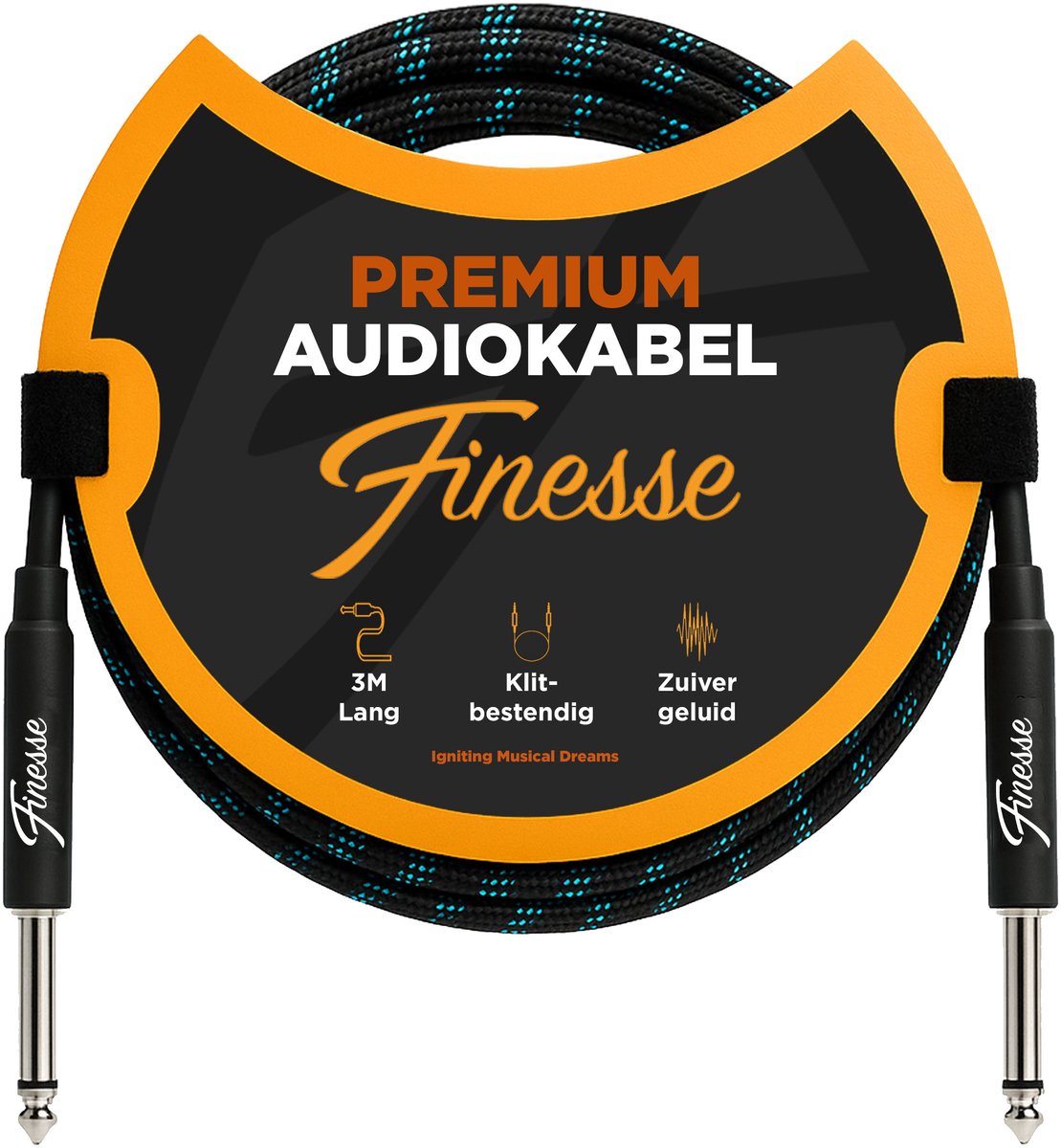 Finesse Gitaarkabel - 300cm - Jack 6.35mm - Audio Kabel - Instrumentkabel - Gitaar Kabel - afbeelding 1