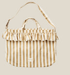Wildride® Schoudertas met Ruches - Stijlvolle Damestas van Gerecycled Katoen - Shopper - Beige Streep - afbeelding 4