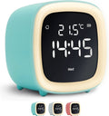 JustAnotherProduct AP18 - Oplaadbare digitale wekker met licht (3 standen) - Alarm klok met temperatuur (15.5°C tot 50°C) - 12/24h Alarm clock - Nachtlamp - Licht blauw - afbeelding 1