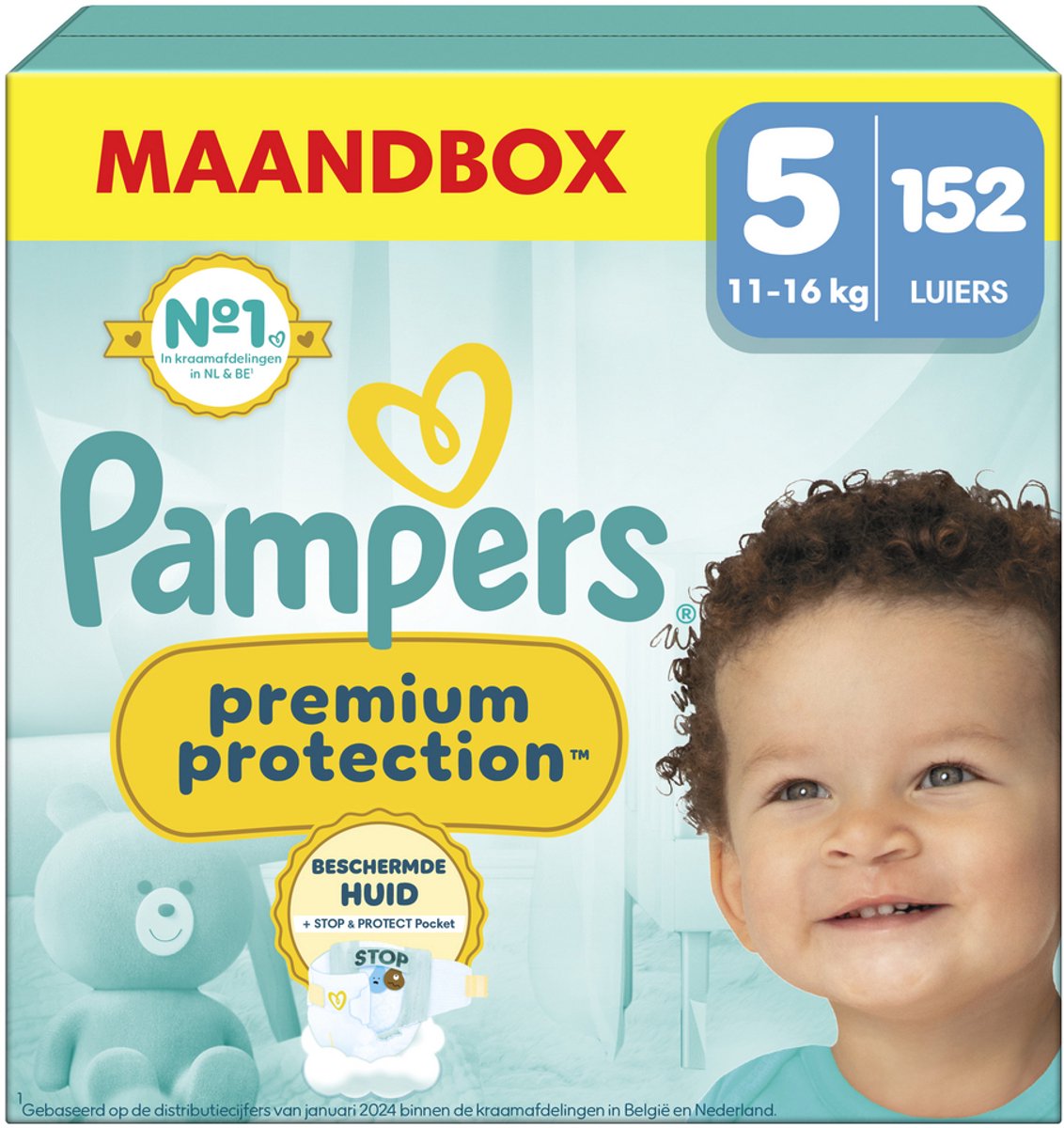 Pampers Premium Protection Maat 5, 152 Luiers, 11kg-16kg - afbeelding 1