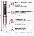 FOOCCA® Draadloze Elektrische Nagelvijl - Nagelfrees 30000 RPM - Oplaadbaar - Wireless Pro - 12 Bitjes + 65 Schuurrolletjes + 3 Accessoires - Nagelstofkap - Manicure en Pedicure Set - Ergonomische Aluminium Behuizing - Eeltverwijderaar - Kalknagel - afbeelding 4