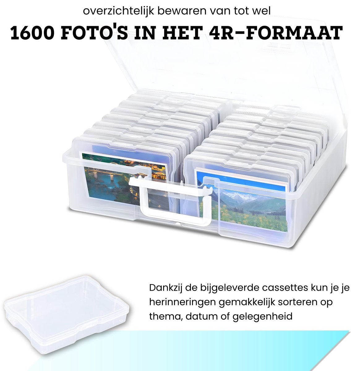 Somstyle Foto & Knutsel Organizer voor 1600 4R Foto's - 38 x 30 CM - Kleurgecodeerde Opbergbox - Opbergdoos met 16 Cassettes - Transparant - afbeelding 2