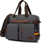 Laptoptas 2 in 1 Laptop Rugtas Schoudertas voor 17.3 inch laptop – canvas grijs - afbeelding 4