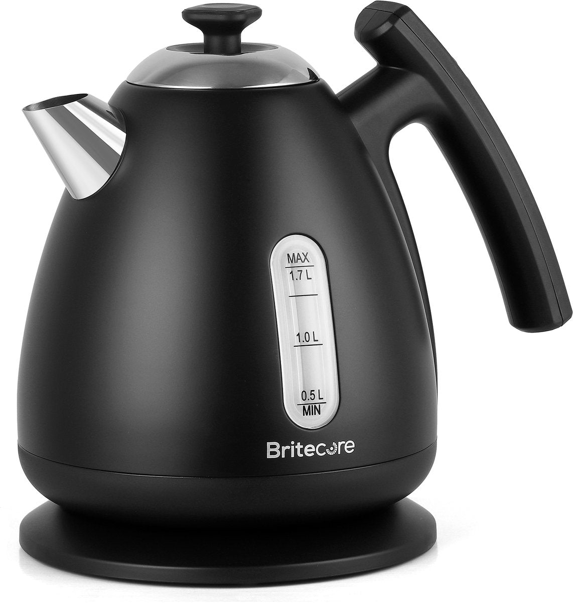 Waterkoker met Temperatuurregeling - Warmhoudfunctie - RVS - 1.7L - 40 tot 100°C - 2200W - Retro design - Zwart - Britecore - afbeelding 1