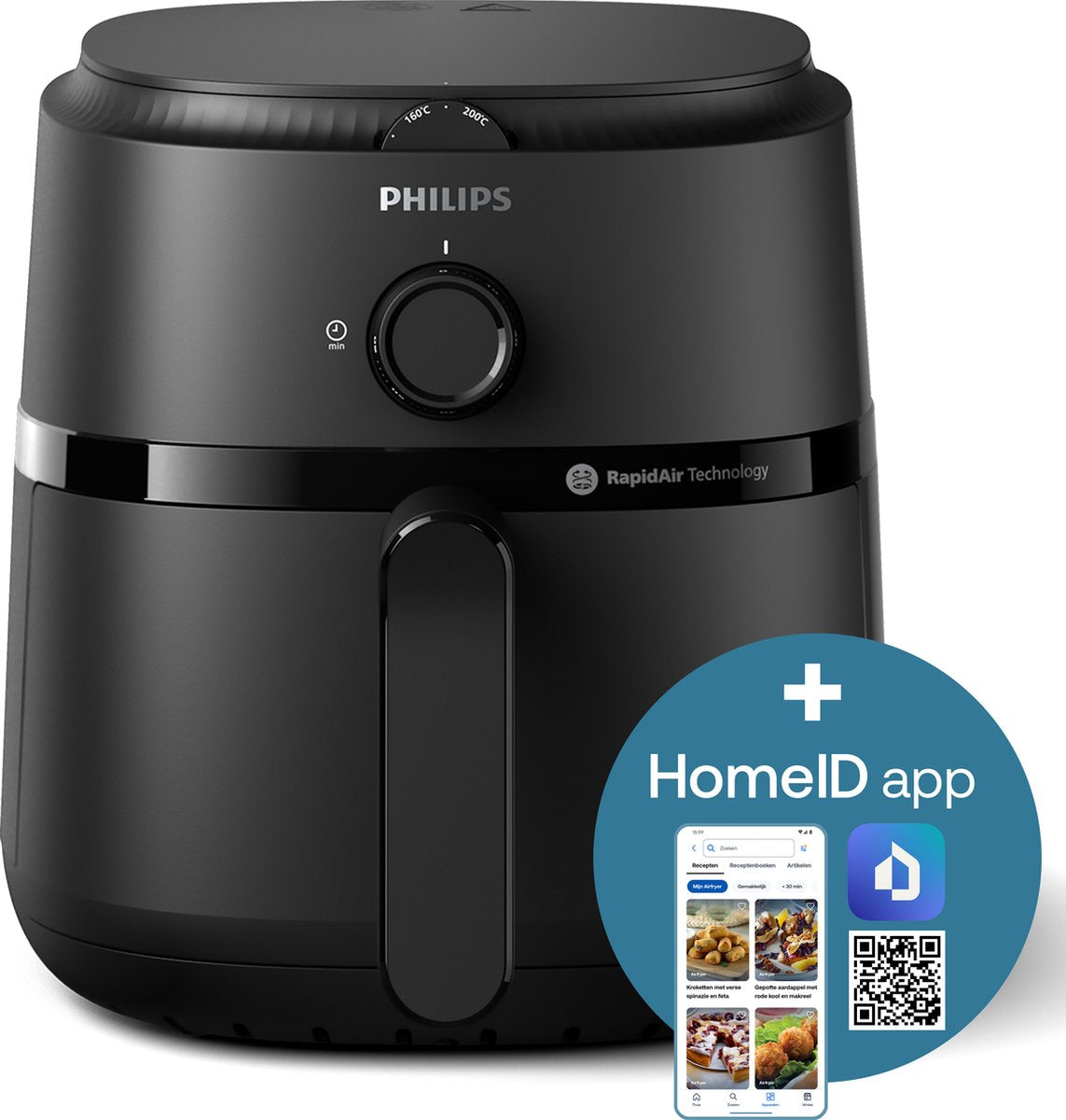 Philips 1000 Series Airfryer - NA120/00 - Draaiknopbediening - 4.2L - Tot 4 Personen - Zwart - afbeelding 2