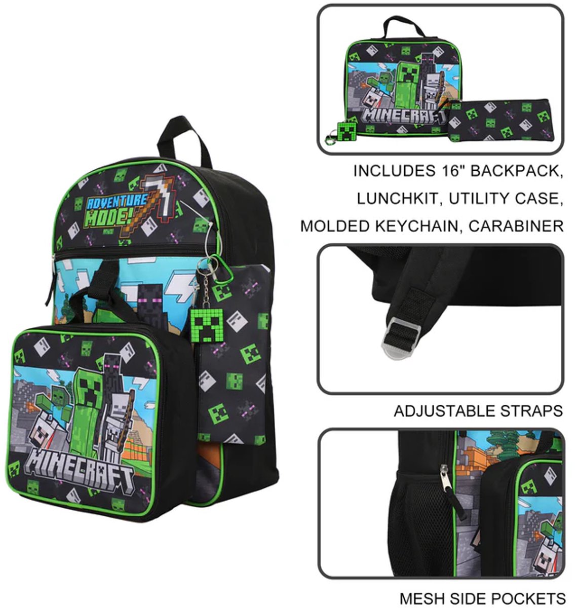 Minecraft Rugzak - 5-delige set - afbeelding 5