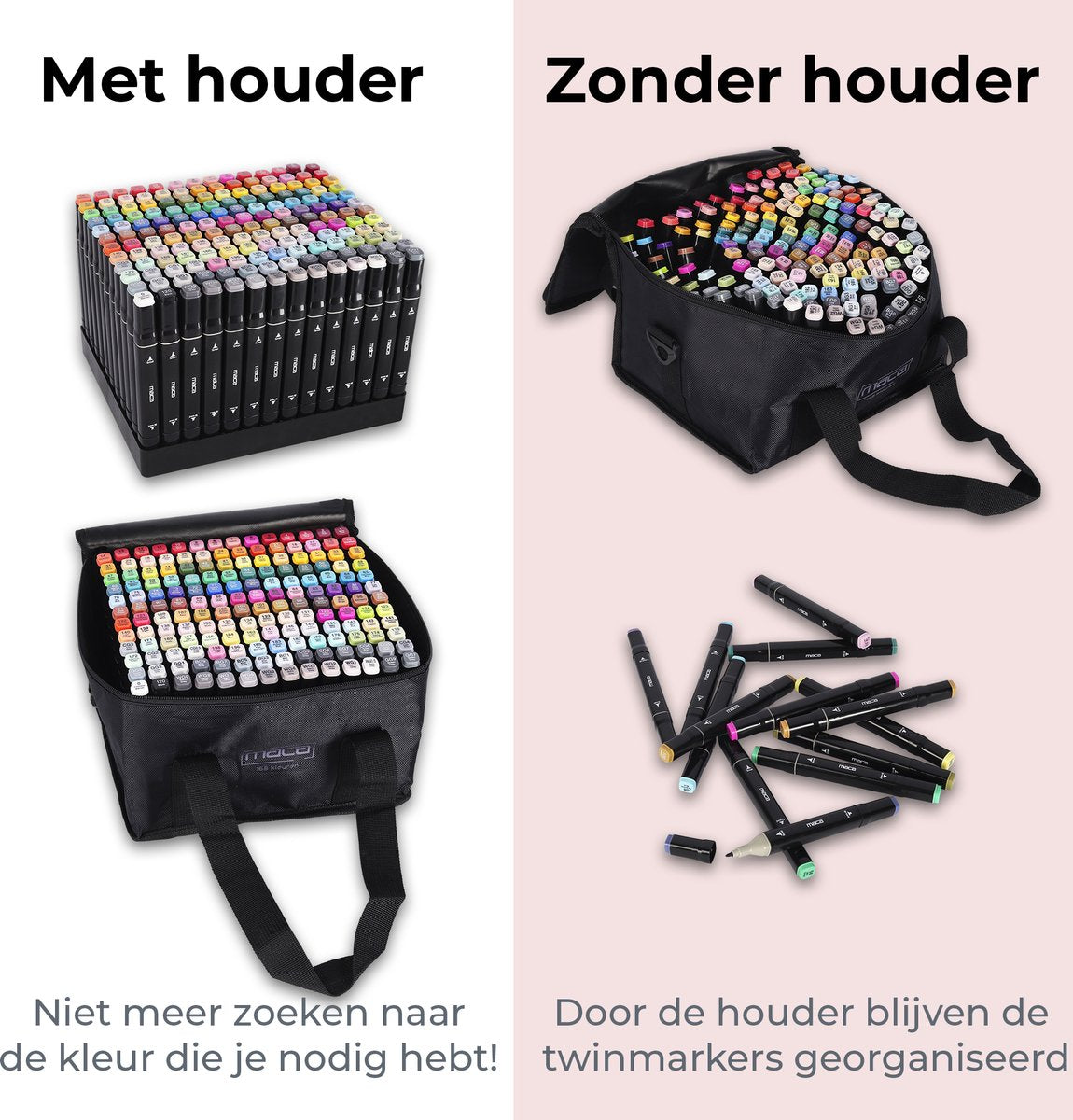 Maca Twinmarkers 168 Stuks - Stiften - Alcohol Markers - Markeerstiften - Met Houder En Opbergtas - afbeelding 4