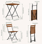 3-Delige Bistroset - Acaciahout / Metaal - 2 Tuinstoelen & 1 Tuintafel - Tuinset 2 persoons - Inklapbaar - afbeelding 4