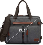 Laptoptas 2 in 1 Laptop Rugtas Schoudertas voor 17.3 inch laptop – canvas grijs - afbeelding 2