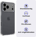 Hoesje - Geschikt voor Apple iPhone 17 Pro - Sterk & Shockproof - Siliconen Shock Case - Hoes Cover - Telefoonhoes - Transparant - afbeelding 3