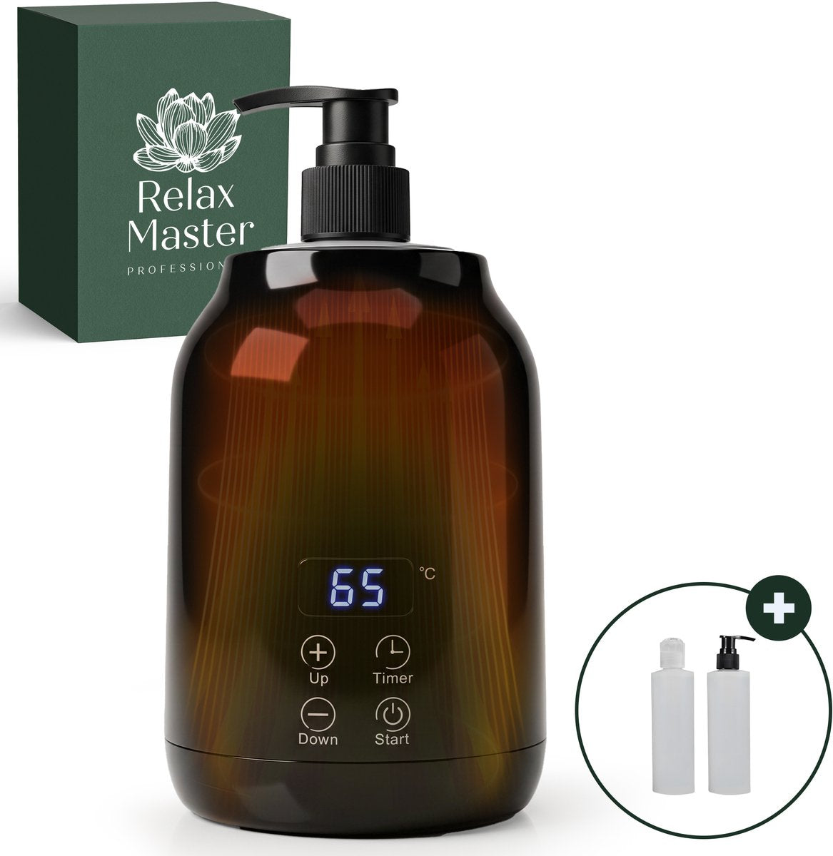 Relax Master Massage Olie Verwarmer - 2 GRATIS dispensers - Spa & Wellness - Elektrische flessenwarmer - afbeelding 1