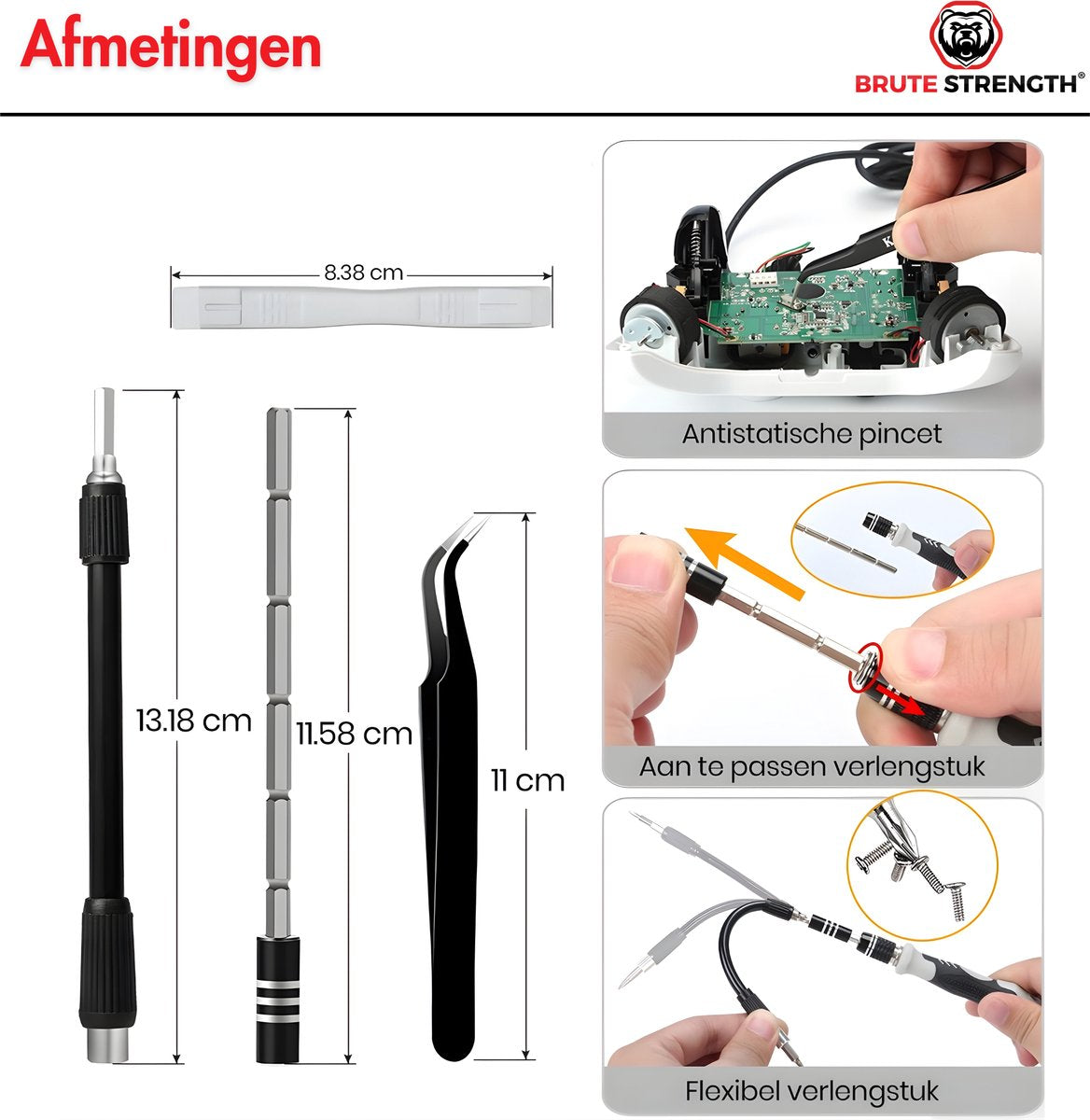 Brute Strength - 161 delige Precisie Schroevendraaierset Magnetisch - Universeel - Gereedschapset- Schroevendraaiers - Torx bitset - Mini schroevendraaier voor horloge en brillen - afbeelding 5