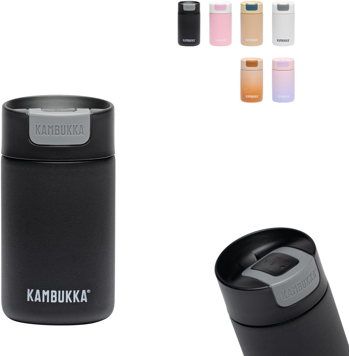 Kambukka Olympus Thermosbeker 300 ml - Koffiebeker To Go - makkelijk reinigen - lekvrije Koffiebeker - RVS - Zwart - afbeelding 1