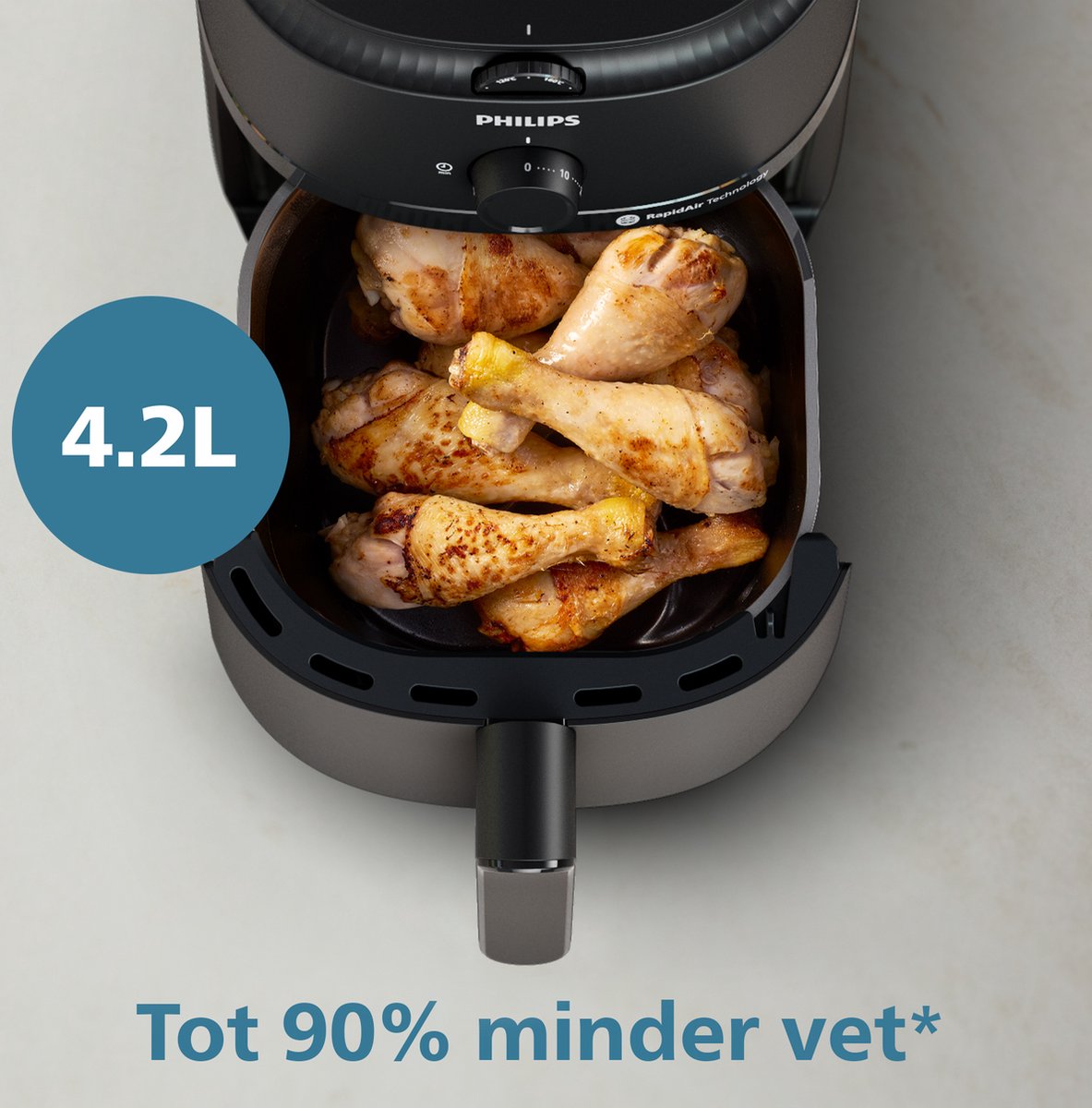Philips 1000 Series Airfryer - NA120/00 - Draaiknopbediening - 4.2L - Tot 4 Personen - Zwart - afbeelding 5