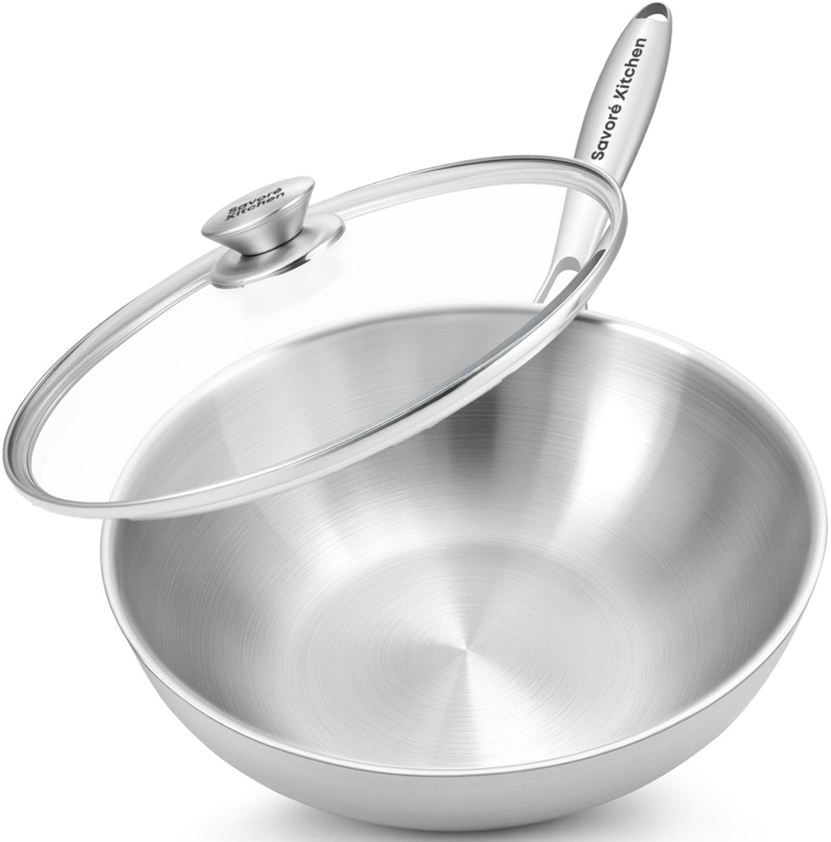 Savoré Kitchen Wokpan RVS 28 cm met Deksel - afbeelding 1