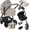 Lionelo Bianka Kinderwagen 3 in 1 - Reiswieg + Wandelwagen + Autostoel - Grote Luchtbanden, Volledige Vering - Inklapbaar - Verstelbare duwstang - Buggy Omkeerbare Zitting - 0-22kg - Accessoireset - Beige - afbeelding 1