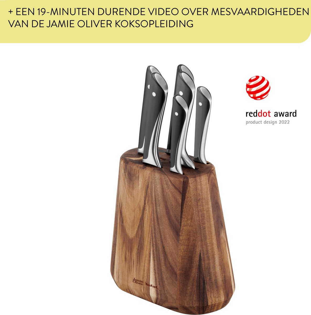 Jamie Oliver by Tefal Messenset - 6-delig - Inclusief Messenblok - Hout/RVS - Professionele Kwaliteit - afbeelding 4