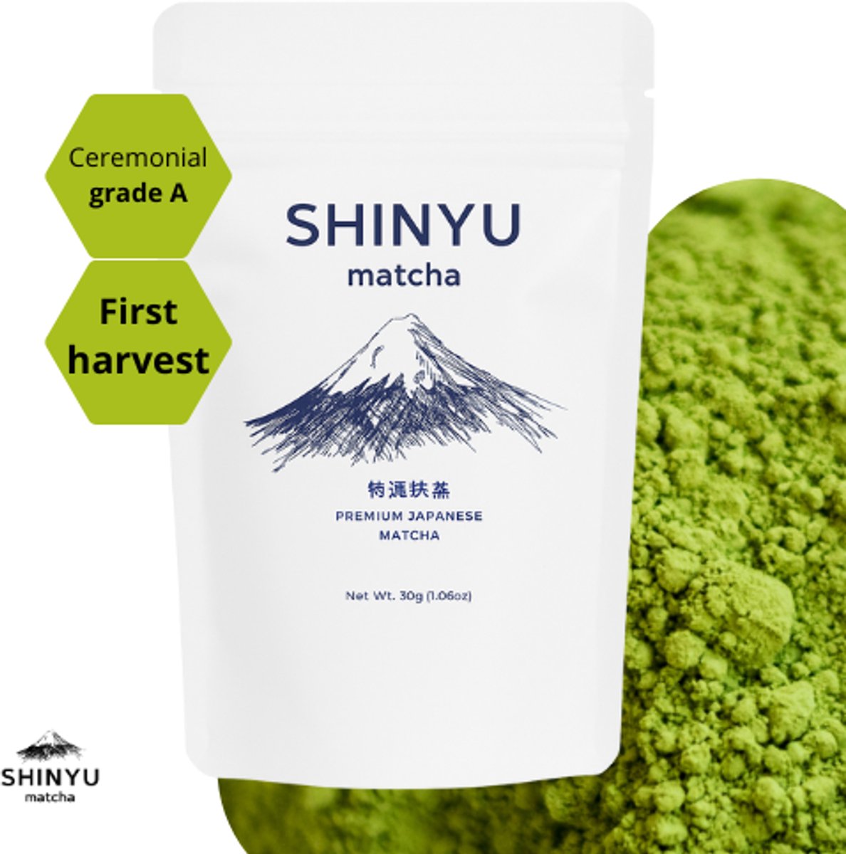 SHINYU Matcha - Ceremonial Grade A - Matcha thee poeder - Premium Japanse matcha poeder puur - Single Pack - 30g - afbeelding 2