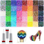 Luxe Strasssteentjes Set - 32.000 Stuks - 40 Kleuren - XXL DIY Rhinestones Kit met 3x 10ml Lijm - Plaksteentjes voor Kleding, Mokken, Schoenen & Nagels - Hobby Pakket - 0.3 cm - afbeelding 2