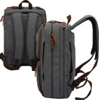 Laptoptas 2 in 1 Laptop Rugtas Schoudertas voor 17.3 inch laptop – canvas grijs - afbeelding 5