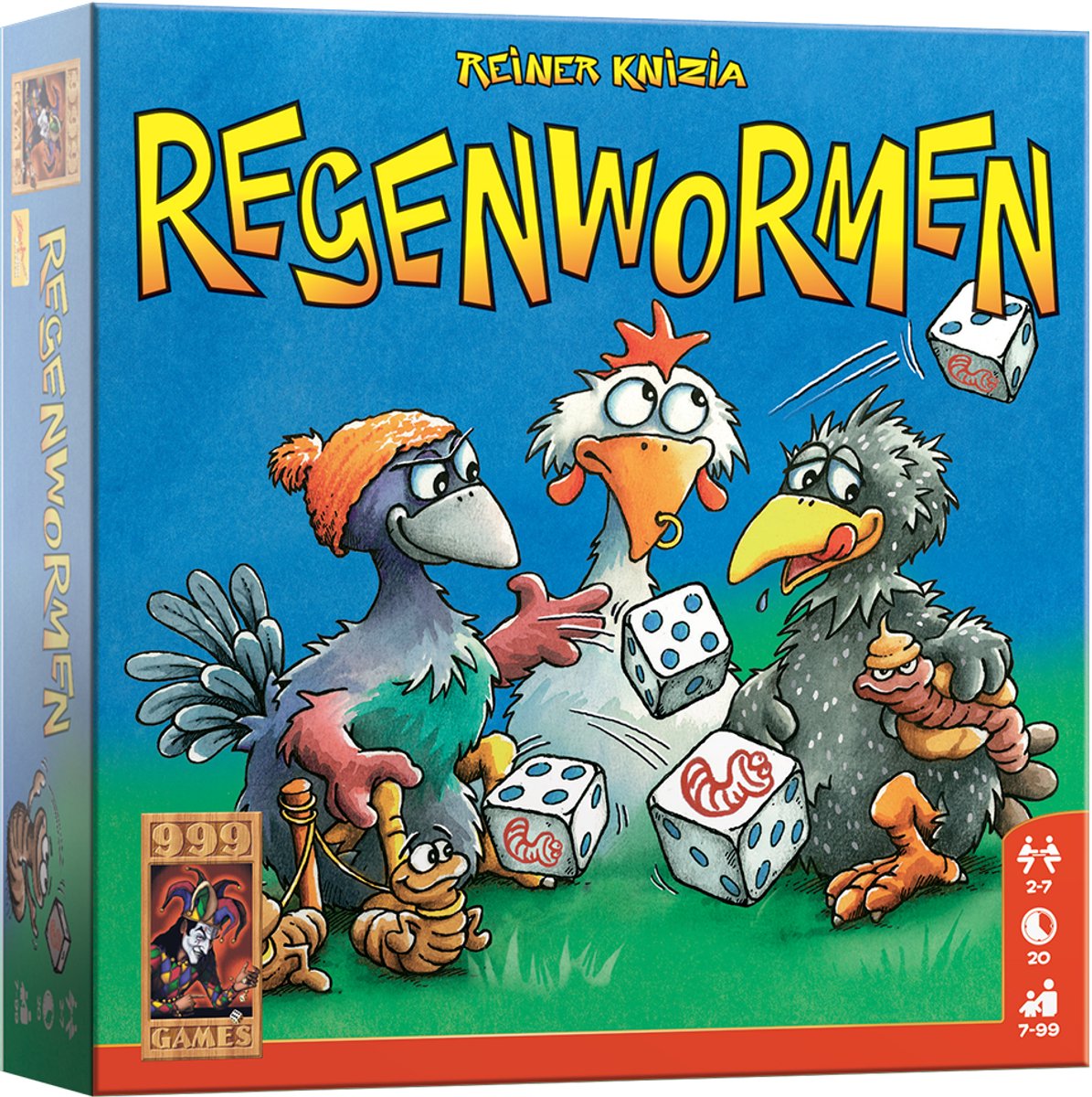 999 Games - Regenwormen - Dobbelspel - Eenvoudig te leren, snel te spelen - Familiespel - Gezelschapsspel - Educatief spel - Kinderspel - Klein cadeautje - afbeelding 1