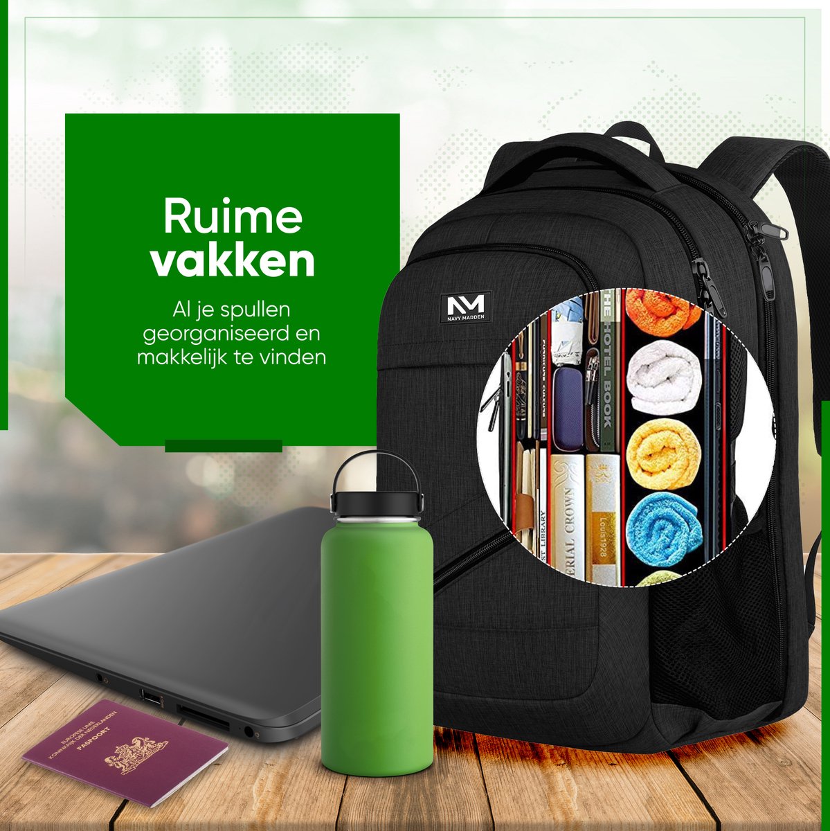 Rugzak met USB Oplaadpoort 17,3 inch Zwart Luxe Laptop Rugtas - Schooltas - Heren - Dames - Jongens - Meisjes - Waterafstotend - Rugzakken - afbeelding 4