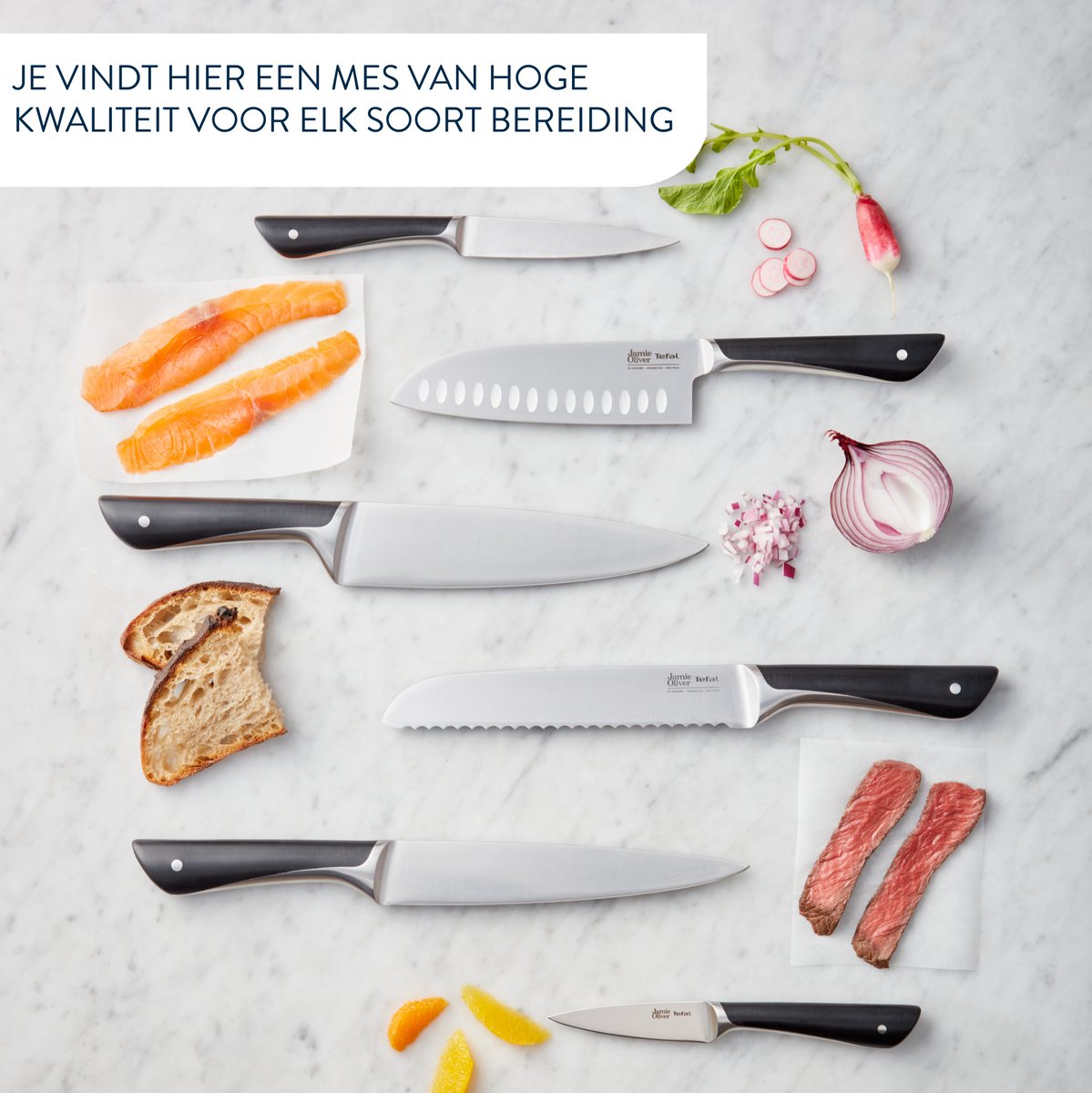 Jamie Oliver by Tefal Messenset - 6-delig - Inclusief Messenblok - Hout/RVS - Professionele Kwaliteit - afbeelding 3