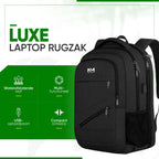 Rugzak met USB Oplaadpoort 17,3 inch Zwart Luxe Laptop Rugtas - Schooltas - Heren - Dames - Jongens - Meisjes - Waterafstotend - Rugzakken - afbeelding 3