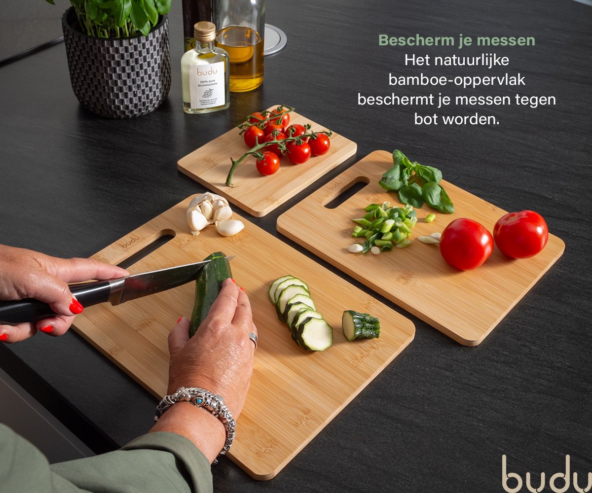 Budu Snijplankenset 3 stuks - Snijplanken bamboe - afbeelding 3