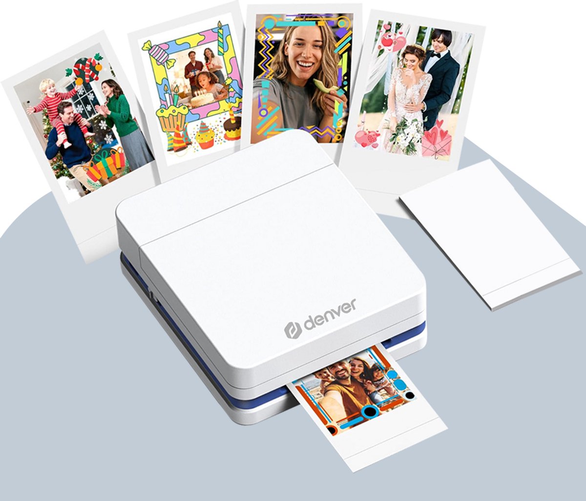 Denver Pocket Printer - Mobiele fotoprinter - Papier/Sticker/Magneet/Tattoo/Warmtepers printer - Bluetooth - afbeelding 1