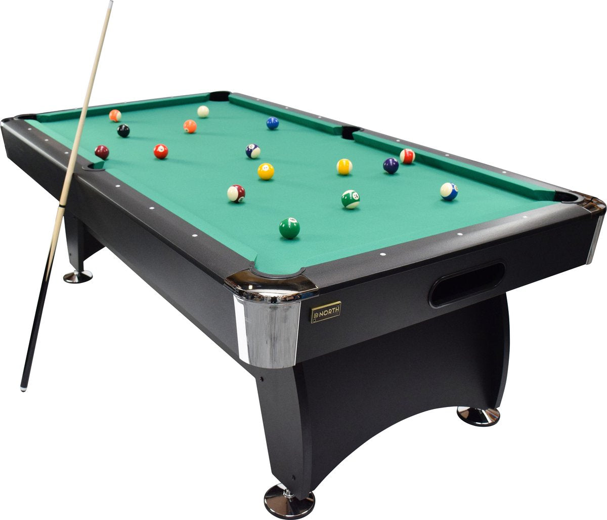 NORTH Gardone Pooltafel Zwart/Groen 8FT - afbeelding 1
