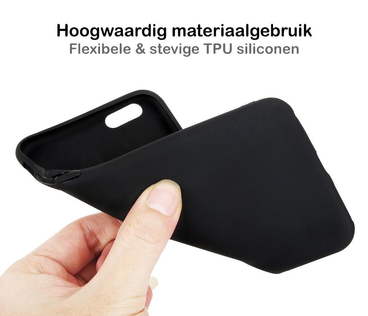 Hoesje - Geschikt voor Apple iPhone SE (2020) - Sterk & Shockproof - Siliconen Case - Hoes Cover - Telefoonhoes - Zwart - afbeelding 4