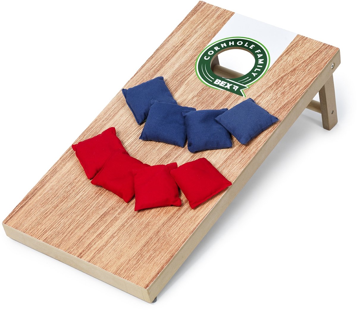 Bex Cornhole Family – Amerikaans Werpspel – Bean Bag Spel – Compacte Cornhole Set Met 1 Speelbord (60x30x7 cm) – Inclusief 8 Pittenzakken – Vanaf 8 Jaar - afbeelding 1