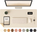 Sounix Dubbelzijdige Bureau Onderlegger - Bureaumat Kunstleer - 90x45 cm - Muismat XXL - Onderleggers - Bureau Organizer - Beige - afbeelding 1