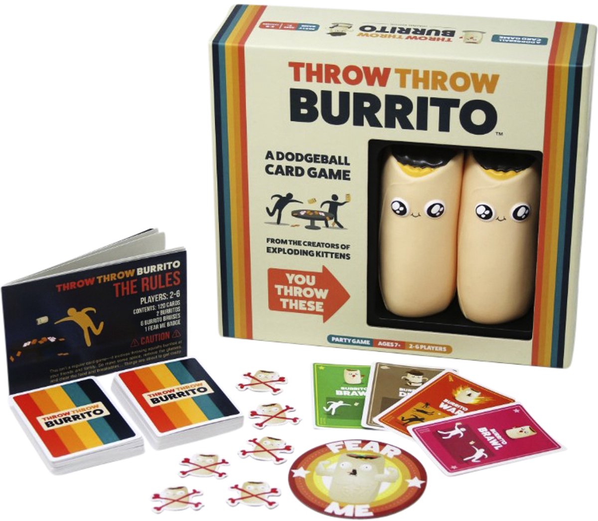 Throw Throw Burrito – Exploding Kittens - Hilarisch Partyspel – Kaartspel voor Familie en Vrienden - Gooi met Squishy Burrito's! - Nederlandstalig - afbeelding 4