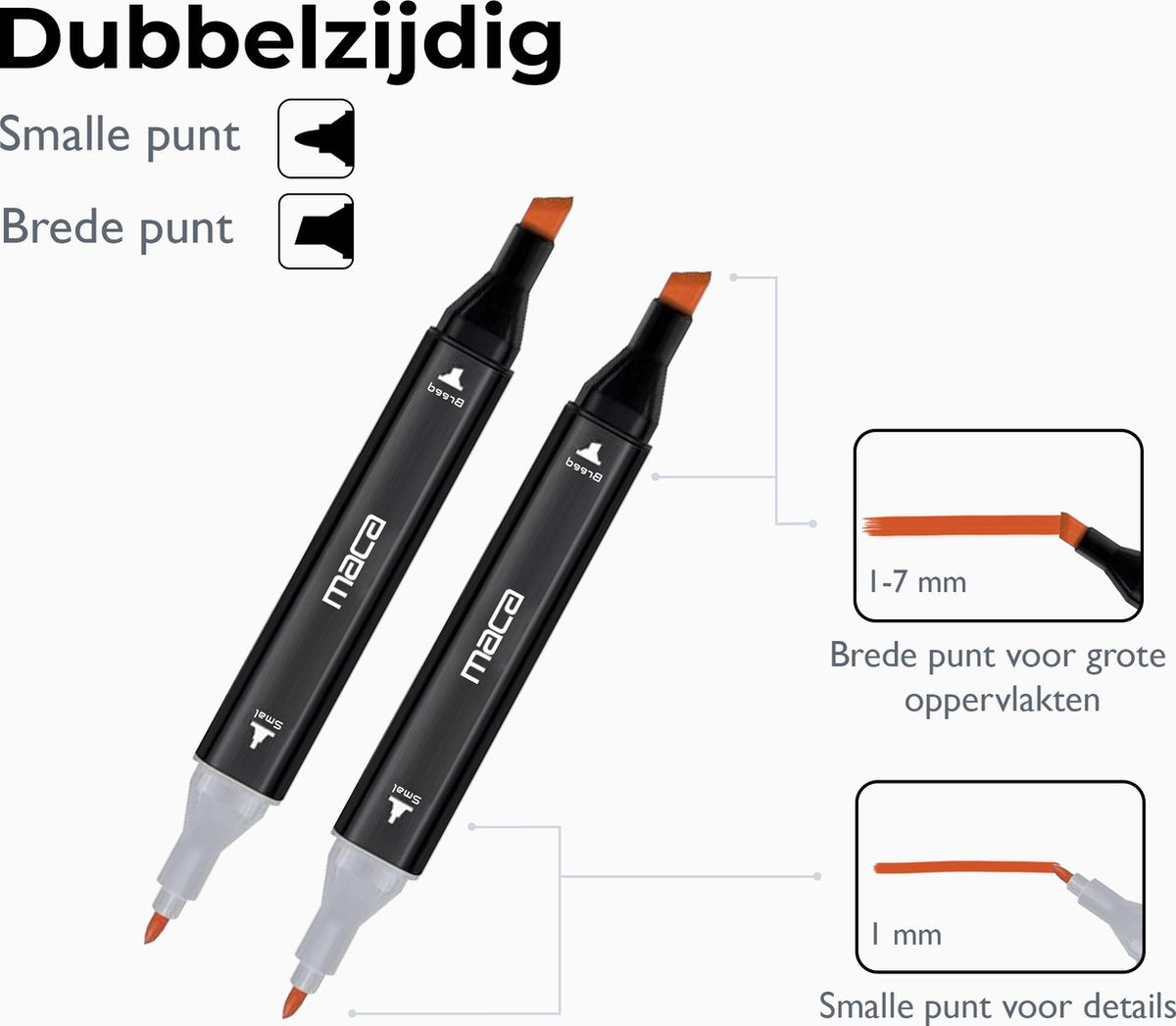 Maca Twinmarkers 168 Stuks - Stiften - Alcohol Markers - Markeerstiften - Met Houder En Opbergtas - afbeelding 3