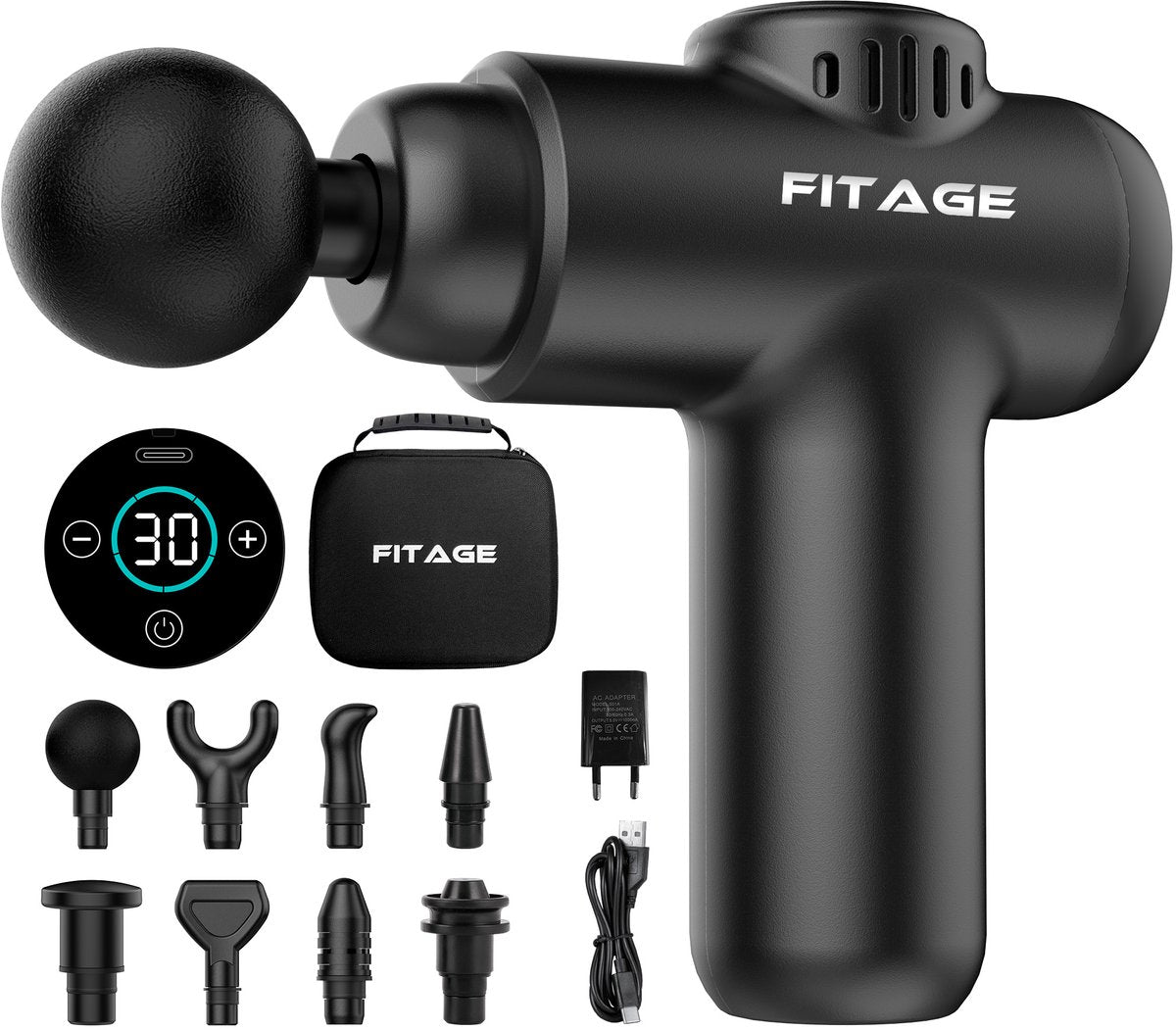 FITAGE Massage Gun Mini - Professioneel Massage Apparaat - Massageapparaat Massagegun - Massage Pistool - Zwart - afbeelding 1