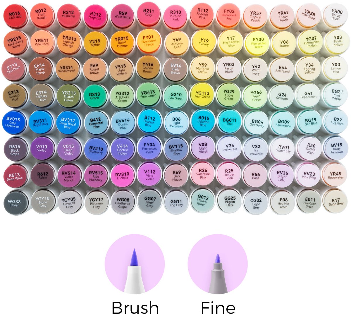 Ohuhu - Honolulu B Brush & Fine - Alcohol Art Markers - 104 kleuren - afbeelding 2