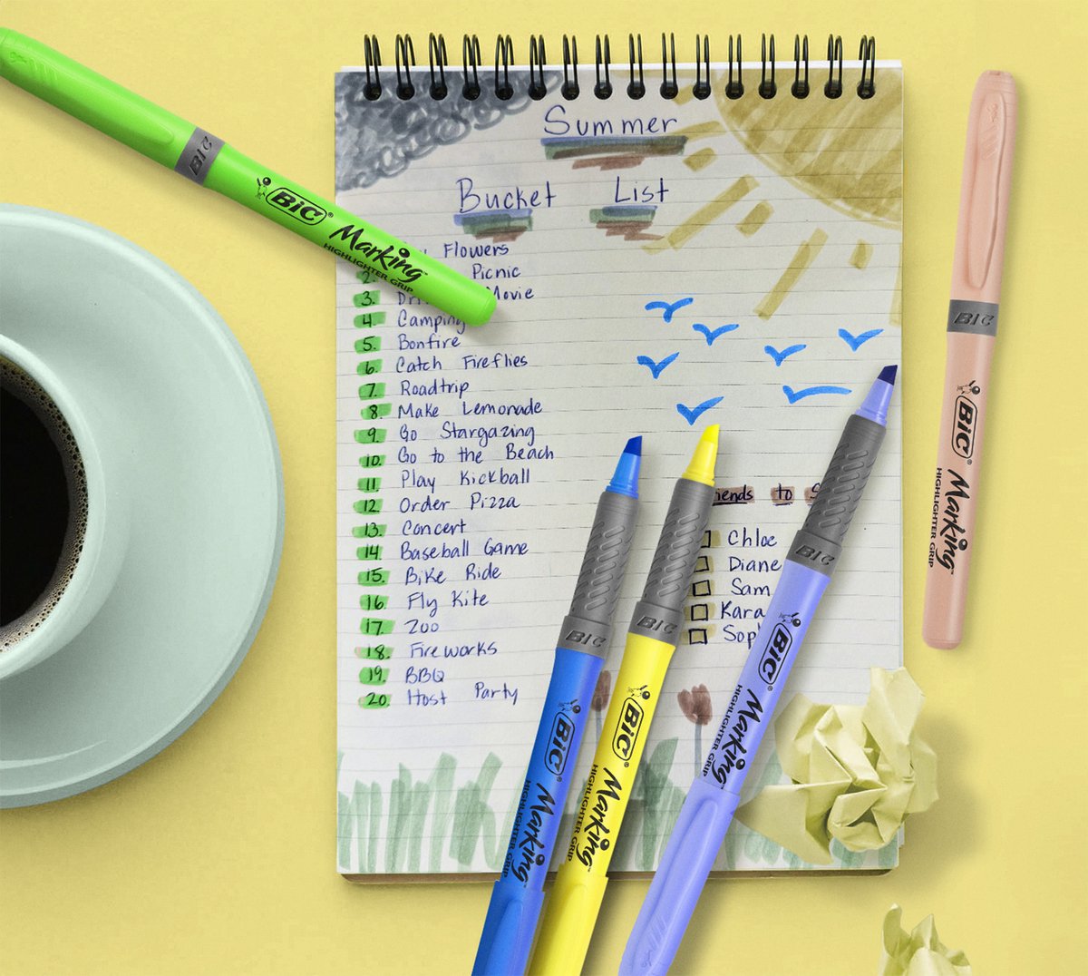 BIC Highlighter Grip - Markeerstiften - 6 Kleuren - afbeelding 2