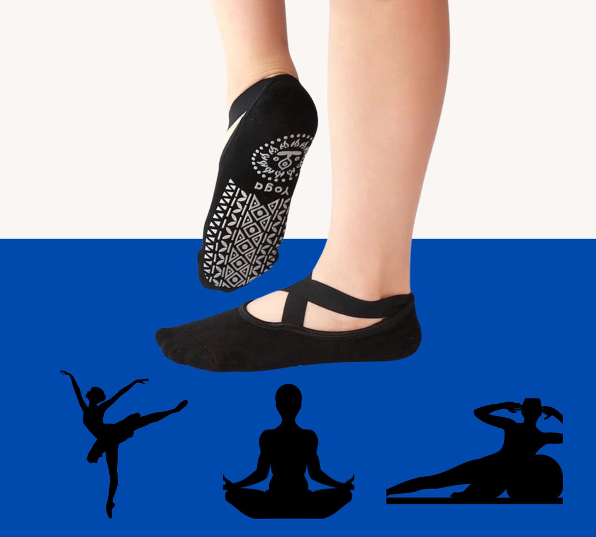 Sportsokken - Geschikt voor Yoga & Pilates sokken met antislip - 'Ballerina Yoga' - dichte tenen - zwart - afbeelding 5