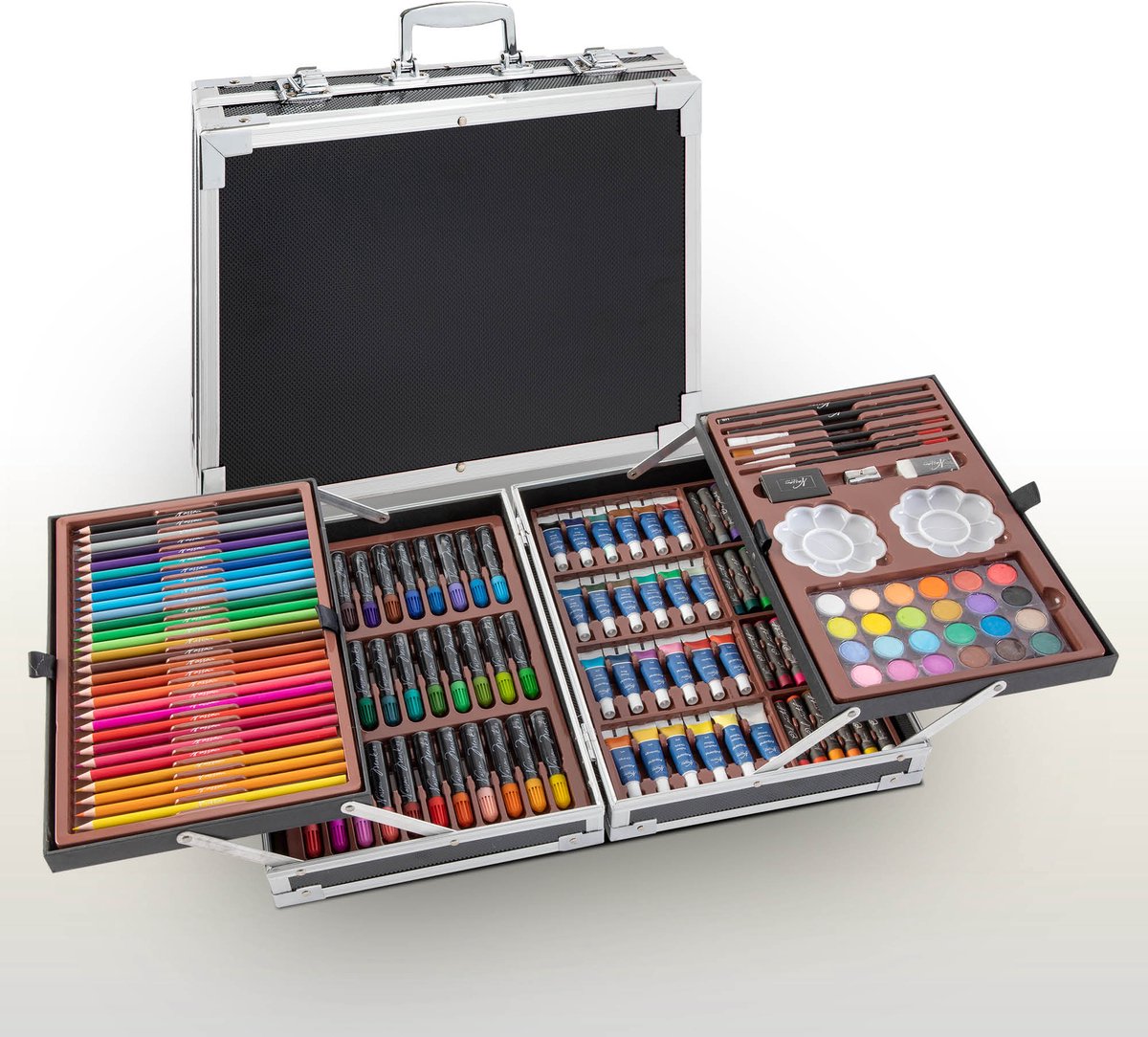 Tekendoos 145pcs - Schilderkisten en Schilderbenodigdheden - Schilderen voor Volwassenen - Hobby & Creatief - In metalen opbergkoffer - afbeelding 1