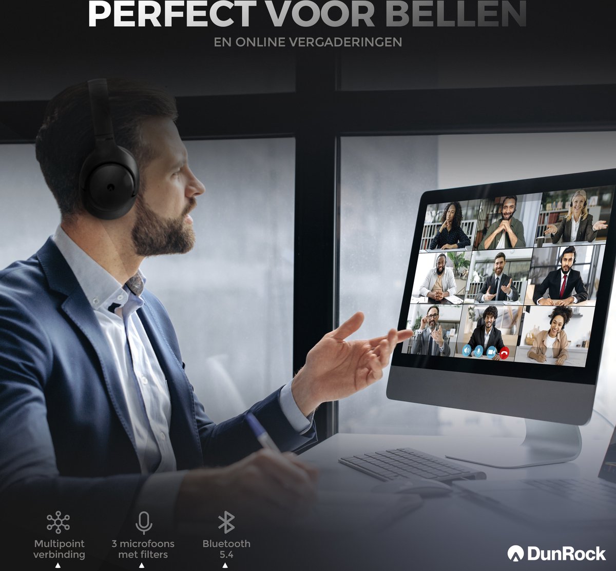 DunRock® Halo koptelefoon met ANC en multipoint - Met DunRock App voor je smartphone - met filter microfoons - afbeelding 5