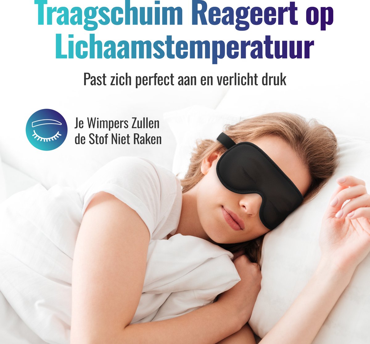 Somnifiq Slaapmasker - Luxe 3D Oogmasker Slaap - Zijden Slaapmasker - Traagschuim - 100% Verduisterend - Voor Mannen en Vrouwen - afbeelding 4